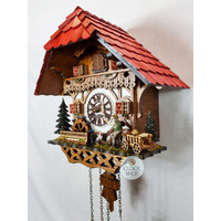 Farmer & Water Wheel Battery Chalet Cuckoo Clock 30cm By TRENKLE image