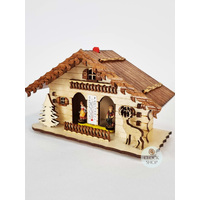 14cm Chalet Weather House Cabin With Deer By TRENKLE image