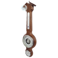 55cm Walnut & Silver Traditional Weather Station With Barometer Thermometer & Hygrometer By FISCHER image