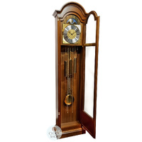 195cm Walnut Grandfather Clock With Westminster Chime & Brass Accents By HERMLE image