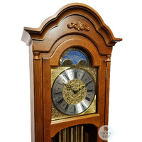 196cm Walnut Grandfather Clock With Westminster Chime & Moon Dial By HERMLE image