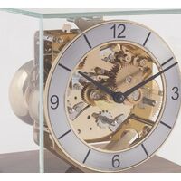 18.5cm Walnut & Glass Mechanical Skeleton Table Clock With Westminster Chime By HERMLE image