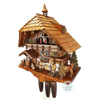 Toy Peddler & Wood Carver 8 Day Mechanical Chalet Cuckoo Clock With Dancers 50cm By HÖNES image