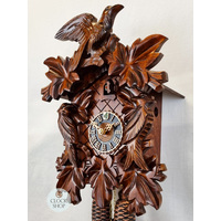5 Leaf & Bird 8 Day Mechanical Carved Cuckoo Clock With Side Birds 40cm By HÖNES image