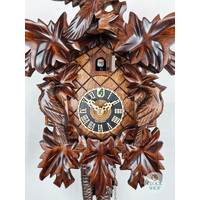 5 Leaf & Bird 1 Day Mechanical Carved Cuckoo Clock With Side Birds 35cm By HÖNES image