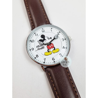 36mm Disney Icon Original Mickey Mouse Unisex Watch With Brown Leather Band image