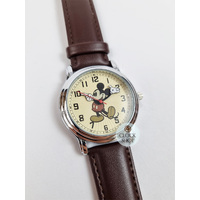 40mm Disney Prime Original Mickey Mouse Unisex Watch With Brown Leather Band image