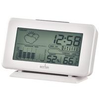 8cm Vega White LCD Digital Alarm Clock With Weather Station By ACCTIM image