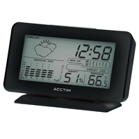8cm Vega Black LCD Digital Alarm Clock With Weather Station By ACCTIM image