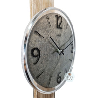 60cm Oak Pendulum Wall Clock With Grey Stone Dial By AMS image