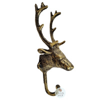 24cm Gold Deer Head Cast Iron Coat Hook image