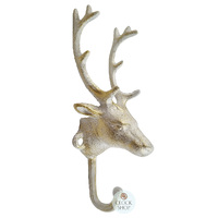 24cm White Deer Head Cast Iron Coat Hook image