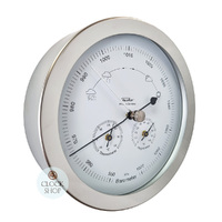 16cm Silver Barometer With Thermometer & Hygrometer By FISCHER image
