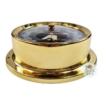 12.5cm Polished Brass Barometer With Black Dial By FISCHER image