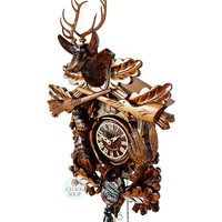 After The Hunt Battery Carved Cuckoo Clock 50cm By ENGSTLER image