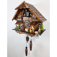 Wood Chopper & Water Wheel Battery Chalet Cuckoo Clock With Dancers 33cm By ENGSTLER image