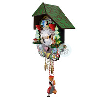 Swiss House Battery Chalet Clock With Swinging Doll 14cm By ENGSTLER image