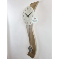 70cm Silver Wave Modern Wall Clock With Pendulum By HERMLE (Small Imperfections) image