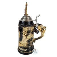 Deutschland Golden Eagle Beer Stein With Golden Eagle On Handle & Lid 0.75L By KING image