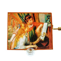 Wooden Hand Crank Music Box- Girls At The Piano By Renoir (Mozart- A Little Night Music) image