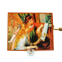 Wooden Hand Crank Music Box- Girls At The Piano By Renoir (Beethoven- Fur Elise) image