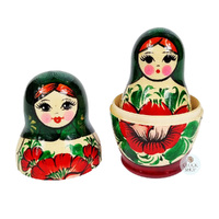 Kirov Russian Dolls- Green Scarf & Red Dress 12cm (Set Of 6) image