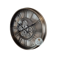 53.3cm Levi Silver Moving Gear Wall Clock By COUNTRYFIELD image