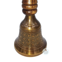 Brass Table Bell With Pattern & Wooden Handle image