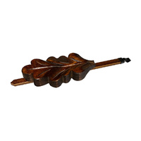 Cuckoo Clock Mechanical Pendulum Medium Oak Leaf in Walnut Colour - Rod Length 180mm image