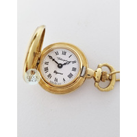 24mm Gold Womens Pendant Watch With Blue Flowers By CLASSIQUE (Roman) image