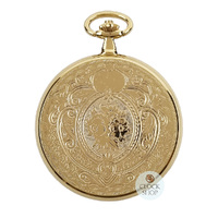 5.1cm Gold Plated Floral Crest Mechanical Pocket Watch By CLASSIQUE (Arabic) image