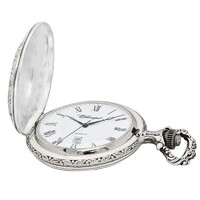48mm Rhodium Mens Pocket Watch With Steam Train By CLASSIQUE (Roman) image