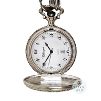 48mm Rhodium Mens Pocket Watch With Deer & Hunting Dogs By CLASSIQUE (Arabic) image