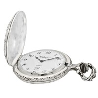 48mm Rhodium Mens Pocket Watch With Deer & Hunting Dogs By CLASSIQUE (Arabic) image