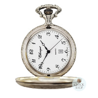 48mm Rhodium Unisex Pocket Watch With Floral Pattern By CLASSIQUE (Arabic) image