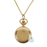 25mm Gold Womens Pendant Watch With Floral Engraving By CLASSIQUE (Arabic) image