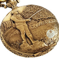 48mm Gold Mens Pocket Watch With Fisherman By CLASSIQUE (Arabic) image