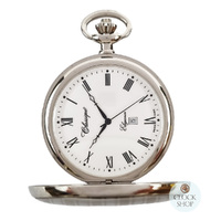 48mm Rhodium Unisex Pocket Watch With Striped Crest By CLASSIQUE (Roman) image