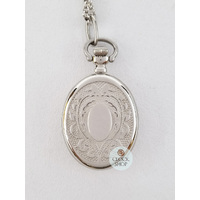 25mm Rhodium Womens Oval Pendant Watch With Open Dial By CLASSIQUE (Roman) image