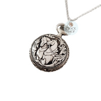 27mm Rhodium Womens Pendant Watch With Two Horses By CLASSIQUE (Roman) image