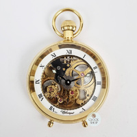 49mm Gold Mechanical Skeleton Desk Pocket Watch By CLASSIQUE (Roman) image