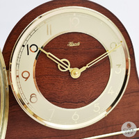 21.5cm Walnut Battery Tambour Mantel Clock With Westminster Or Bim Bam Chime By HERMLE image