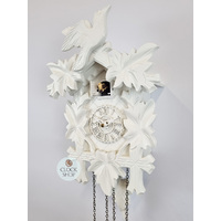 5 Leaf & Bird Battery Carved Cuckoo Clock White 35cm By TRENKLE image