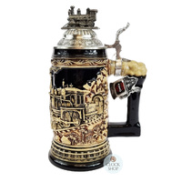 Rustic Train Beer Stein 0.5L With Pewter Train On Lid By KING image
