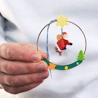 8cm Santa In Ring Hanging Decoration By Graupner image