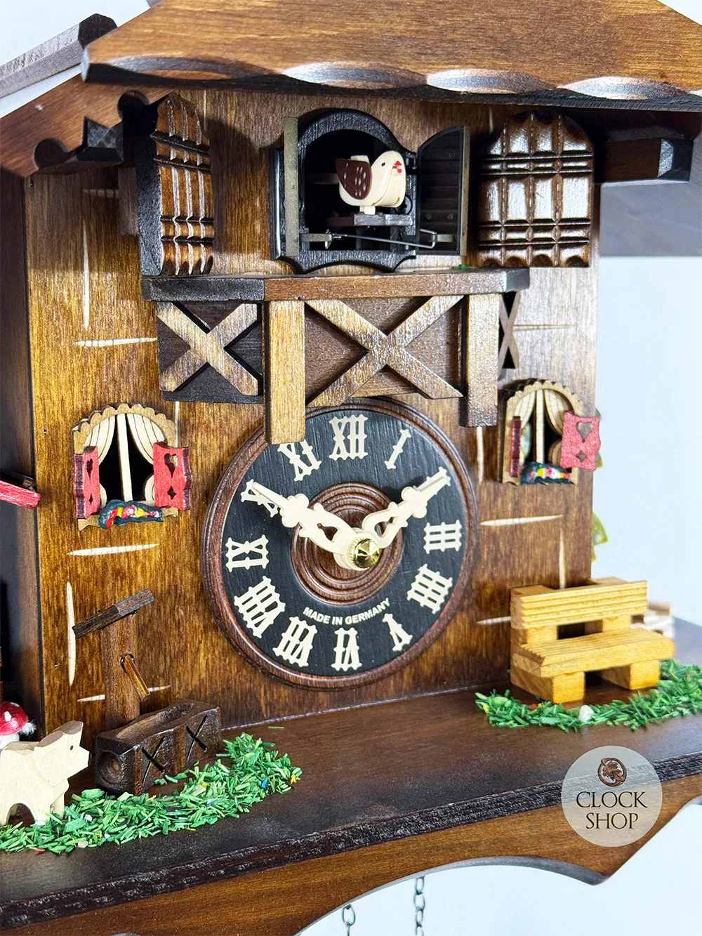 Farm House & Weather House Battery Chalet Cuckoo Clock 26cm By ENGSTLER image