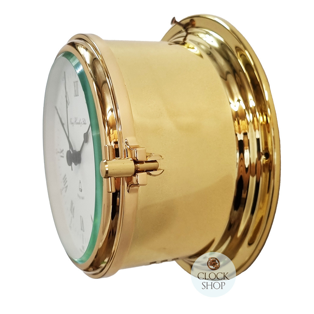 18cm Brass Ship/Nautical Quartz Clock By HERMLE (Imperfections) image