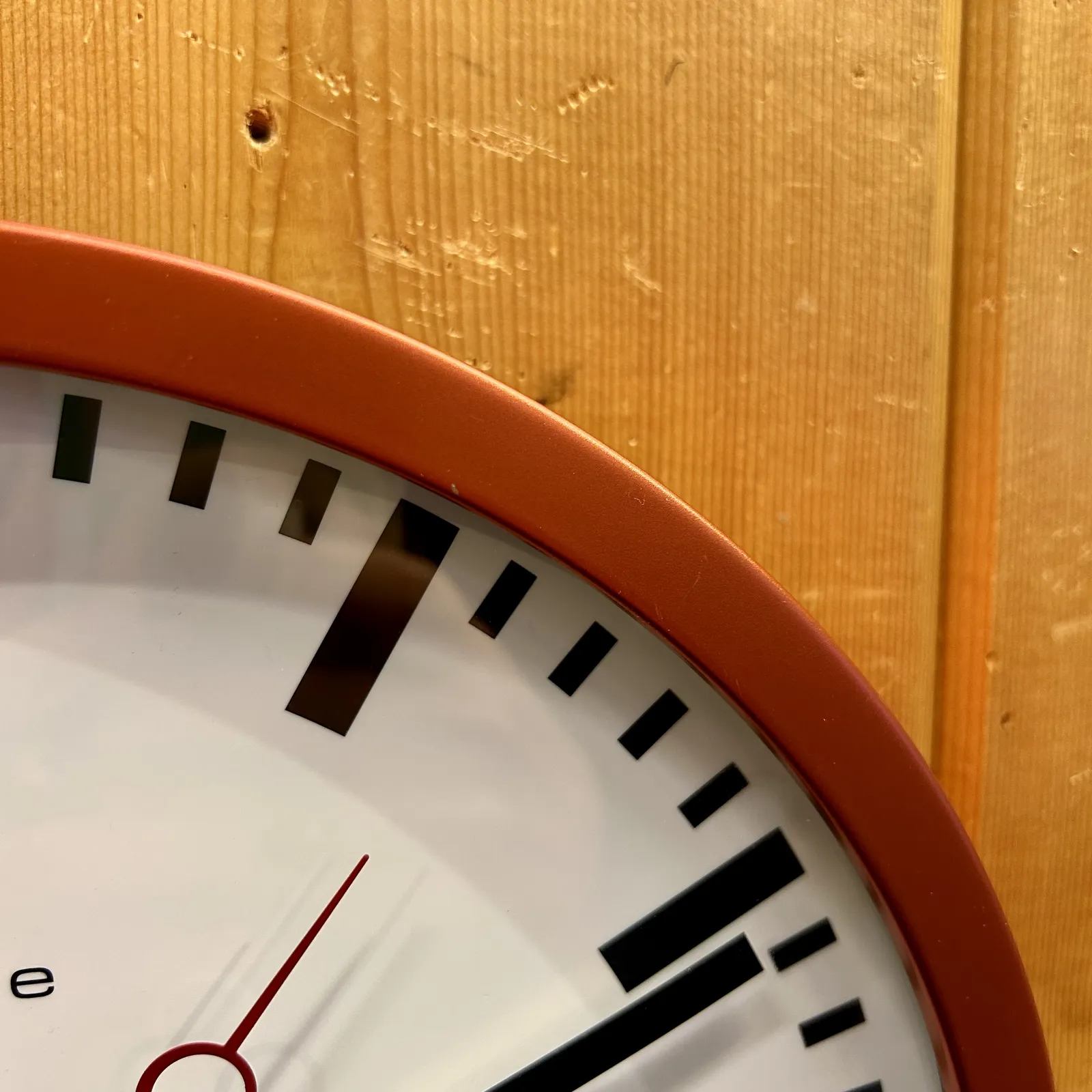 30cm Brushed Stainless Red Modern Wall Clock By HERMLE (New Glass) image