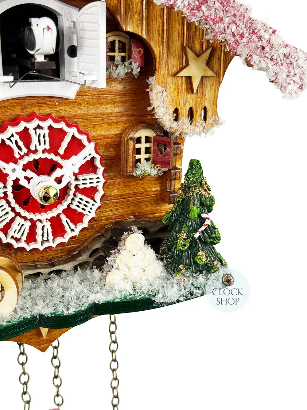 Christmas Cabin Battery Chalet Cuckoo Clock 23cm By TRENKLE image