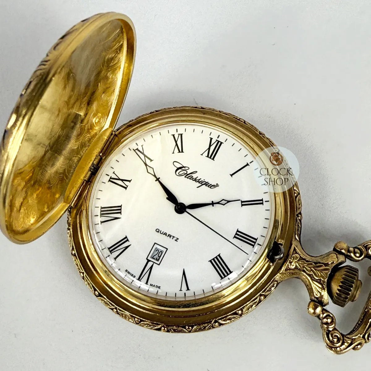 48mm Gold Mens Pocket Watch With Truck By CLASSIQUE (Roman) image